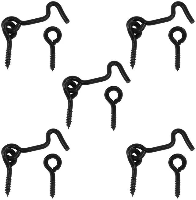 Alt view image 4 of 5 - 5 Pack Cabin Gate Hook and Eye Latch 1.7 in Swivel Window Door Hook | Gate Door Swivel Window Door Hook with Mounting Screws