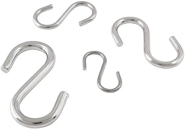 Alt view image 2 of 5 - 304 Stainless Steel S Hooks 4mm Wire 12 Pack Silver | One-Piece Solid Build, Smooth Burr-Free Finish, 50mm Length, Strong Load Capacity, For Kitchen Bath Closet