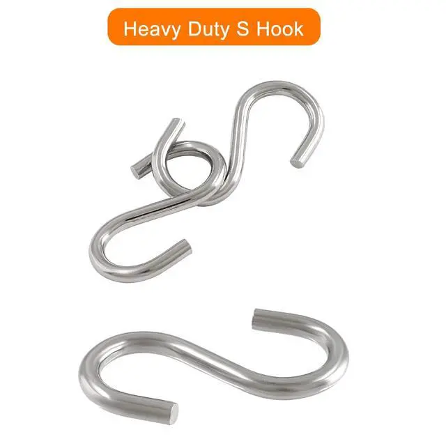 Alt view image 4 of 5 - 304 Stainless Steel S Hooks 4mm Wire 12 Pack Silver | One-Piece Solid Build, Smooth Burr-Free Finish, 50mm Length, Strong Load Capacity, For Kitchen Bath Closet