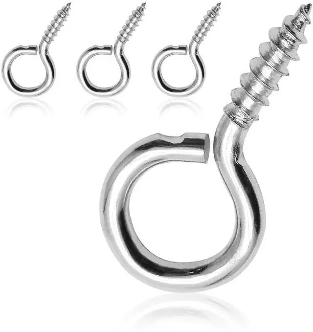 Main image of Eye Hooks Screw, 3/4 Inch, 100pcs | #1 x 3/4 Inch Eyes Screws, Small Metal Screw Hooks