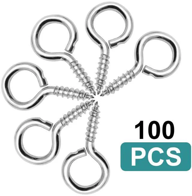 Alt view image 2 of 7 - Eye Hooks Screw, 3/4 Inch, 100pcs | #1 x 3/4 Inch Eyes Screws, Small Metal Screw Hooks