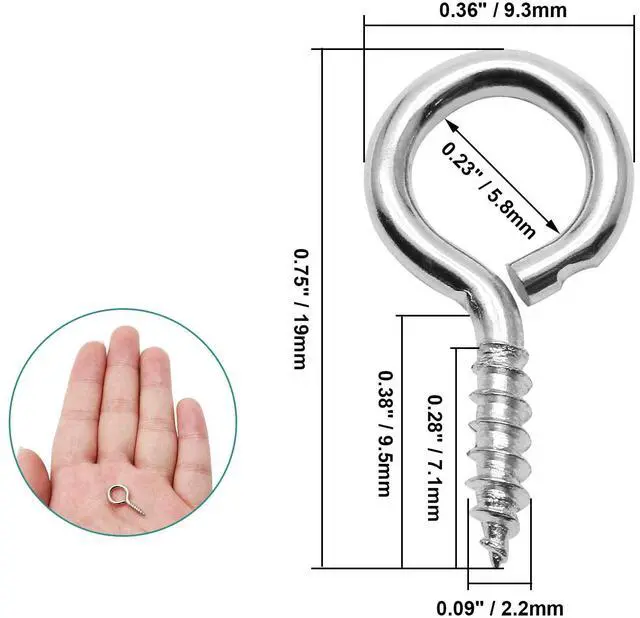 Alt view image 4 of 7 - Eye Hooks Screw, 3/4 Inch, 100pcs | #1 x 3/4 Inch Eyes Screws, Small Metal Screw Hooks