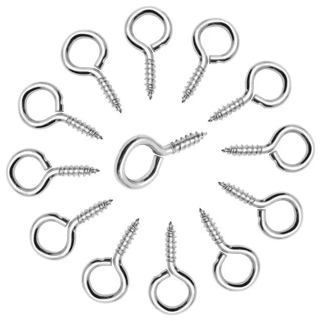 Alt view image 5 of 7 - Eye Hooks Screw, 3/4 Inch, 100pcs | #1 x 3/4 Inch Eyes Screws, Small Metal Screw Hooks