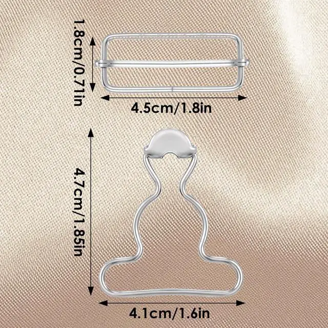 Alt view image 2 of 7 - 2Pairs Overall Buckles Replacement, Metal No Sew-Overall Clasp Replacement, Adjustable Dungaree Suspender Clips with Rectangle Buckle, Silver-Overall Hooks Overall Buckles for Jeans Straps Hardware