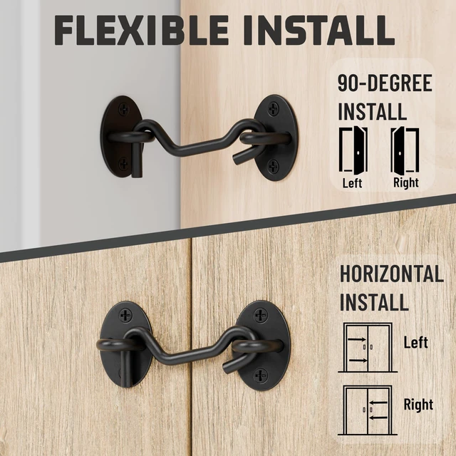 Alt view image 3 of 7 - 4" Hook and Eye Latch 1 Pack, Privacy Eye Hook Latch, Door Hook Lock, 1Pack | for Indoor Outdoor Slide/Barn/Shed/Door, Window, Fences Cabinet, Barn Door Latch