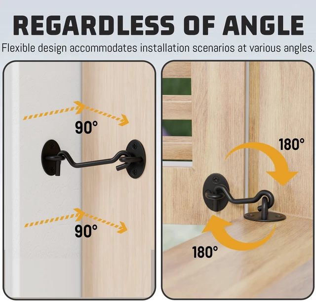 Alt view image 5 of 7 - 4" Hook and Eye Latch 1 Pack, Privacy Eye Hook Latch, Door Hook Lock, 1Pack | for Indoor Outdoor Slide/Barn/Shed/Door, Window, Fences Cabinet, Barn Door Latch