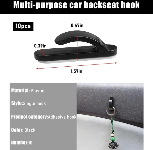Alt view image 2 of 6 - 10 PCS Car Sticky Hooks, Multifunctional Vehicle Adhesive Hooks, Hanging Auto Storage Hooks for Key USB Cable Earphone Cable, Universal Interior Decor Car Accessories (10 PCS)