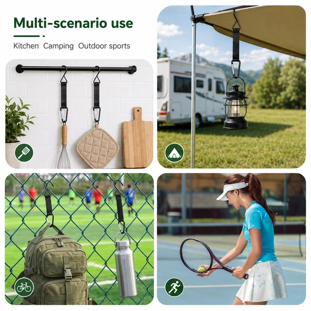 Alt view image 7 of 7 - 2Pcs Fence Hooks for Hanging, Bag Hook for Fence Outdoor Camping | fence clips for backpacks fence hooks for hanging, carabiner hook for backpacks, outdoor camping and sports equipment