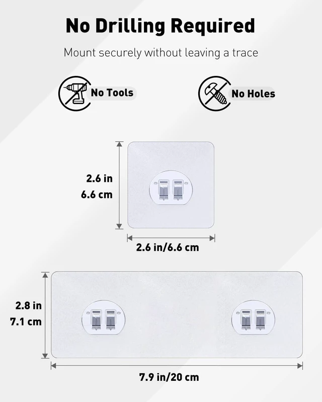Alt view image 3 of 7 - 6Pcs Shower Caddy Adhesive Hooks,Strong Shower Hooks, Caddy Adhesive Replacement, Transparent Bathing Sticky Strips for Bathroom Storage Shelves, Kitchen Racks and Baskets