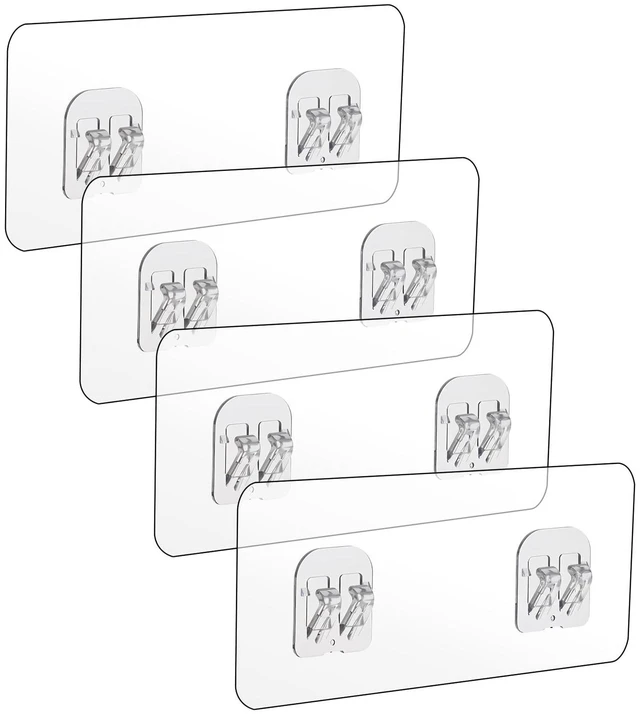 Main image of 8 Pcs Shower Caddy Adhesive Replacement, Shower Adhesive Hooks Wall Hooks, Transparent Strong Adhesive Hooks, No Drilling Wall Mount Hooks for Shower Caddy Shelves Rack(4 Pcs Set)