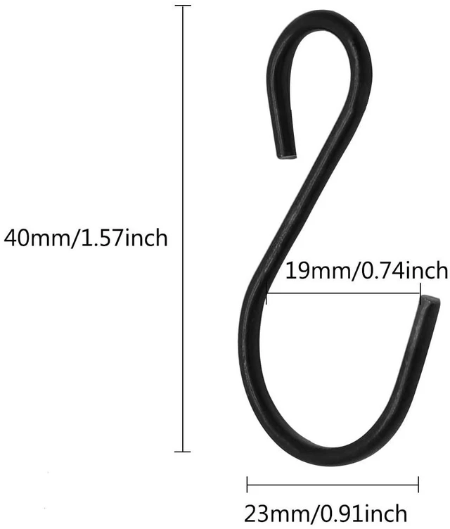 Alt view image 2 of 7 - S Shaped Hooks, 40 x 23mm/1.57" x 0.9", 40 Pcs, Black | Mini Hanging Hooks, Metal Hangers, Ornament Hooks, For Jewelry, Pot, Crafts, Plants