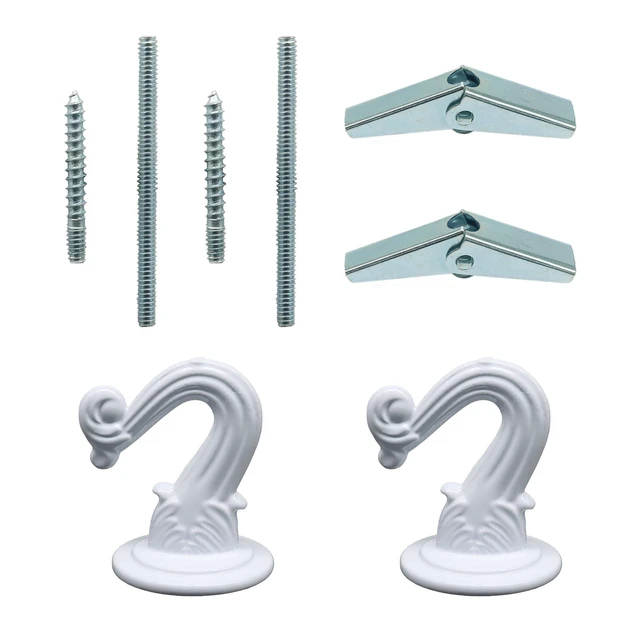 Alt view image 5 of 5 - 38mm/1.52" Ceiling Heavy Duty Hooks, White, 2 Sets | Indoor Outdoor, Swag Ceiling Hook Hardware, For Chandeliers/Wind Chimes/Ornament/Hanging Plants