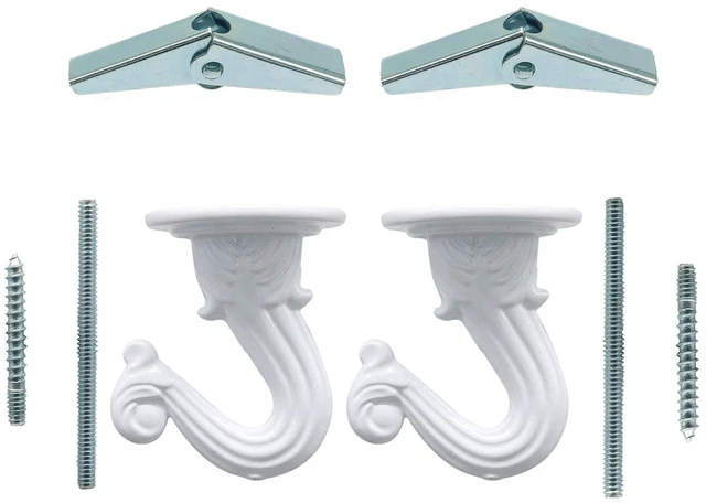 Main image of 38mm/1.52" Ceiling Heavy Duty Hooks, White, 2 Sets | Indoor Outdoor, Swag Ceiling Hook Hardware, For Chandeliers/Wind Chimes/Ornament/Hanging Plants