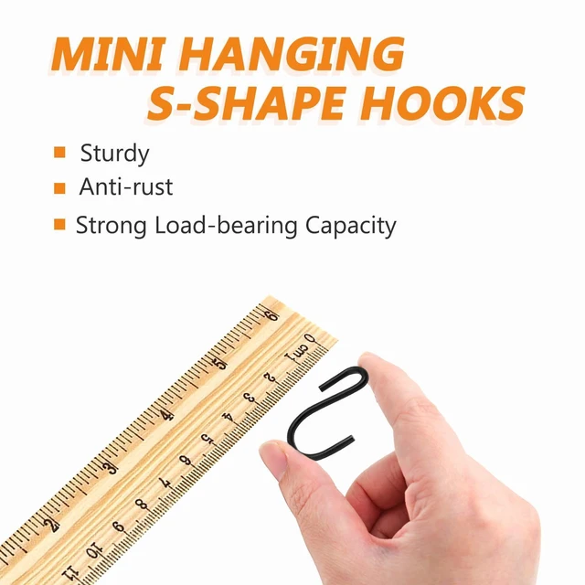 Alt view image 5 of 7 - S Shaped Hooks, 40 x 23mm/1.57" x 0.9", 40 Pcs, Black | Mini Hanging Hooks, Metal Hangers, Ornament Hooks, For Jewelry, Pot, Crafts, Plants