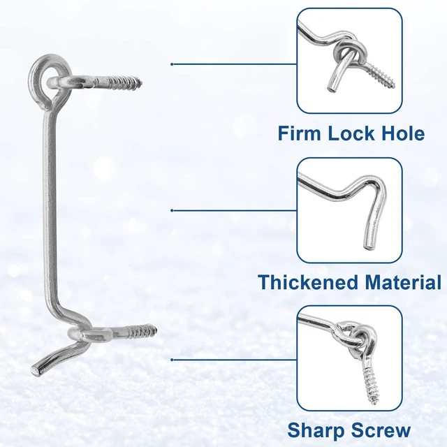 Alt view image 3 of 6 - 3 Inch Hook and Eye Latch, Silver, 5PCS | Heavy Duty Iron, Barn Door Lock Privacy Lock, Screw Fixing Type, For Sliding Door Barn Door Gate Window Cabin