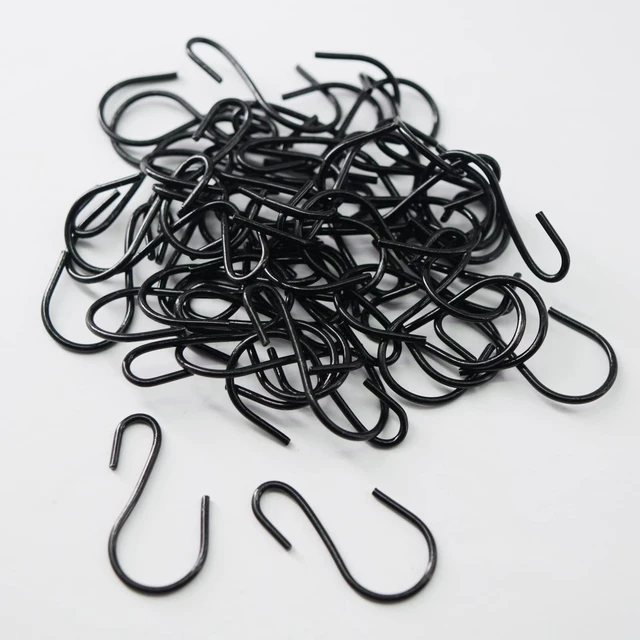 Alt view image 3 of 7 - Mini S Hooks for Hanging 50 Pack 1 Inch Small Black Rustproof Hooks | Metal S Shaped Hook for Plants, Jewelry, Keys No Drill with Storage Box