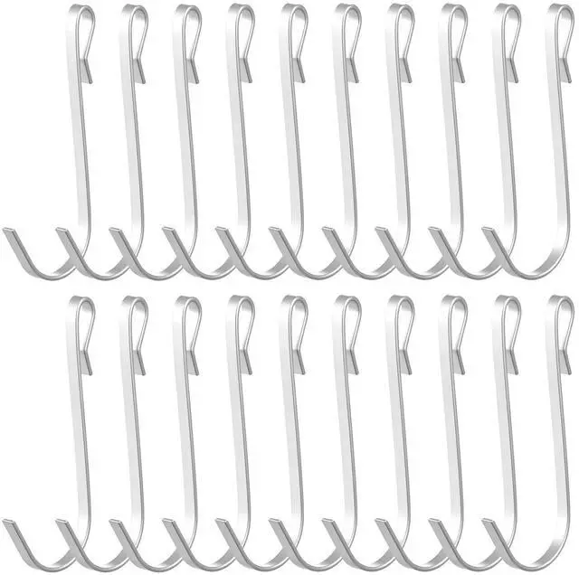 Main image of 20 Pcs Shelf Hooks Grid Wall Hooks for Wire Shelving Accessories Stainless Steel J Hook for Hanging Sink Hanger for Kitchen Bedroom Office, Wire Hook Rack, Silver