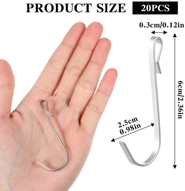 Alt view image 2 of 7 - 20 Pcs Shelf Hooks Grid Wall Hooks for Wire Shelving Accessories Stainless Steel J Hook for Hanging Sink Hanger for Kitchen Bedroom Office, Wire Hook Rack, Silver