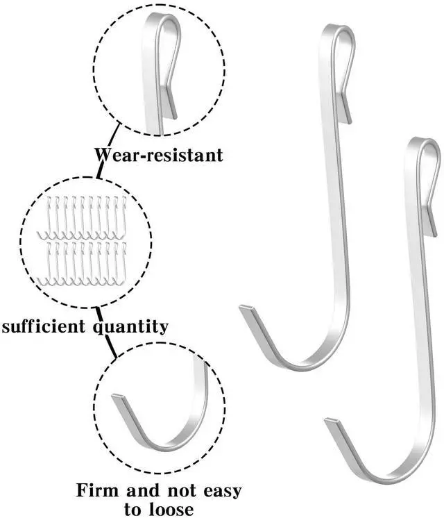Alt view image 3 of 7 - 20 Pcs Shelf Hooks Grid Wall Hooks for Wire Shelving Accessories Stainless Steel J Hook for Hanging Sink Hanger for Kitchen Bedroom Office, Wire Hook Rack, Silver