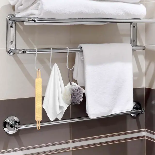 Alt view image 4 of 7 - 20 Pcs Shelf Hooks Grid Wall Hooks for Wire Shelving Accessories Stainless Steel J Hook for Hanging Sink Hanger for Kitchen Bedroom Office, Wire Hook Rack, Silver