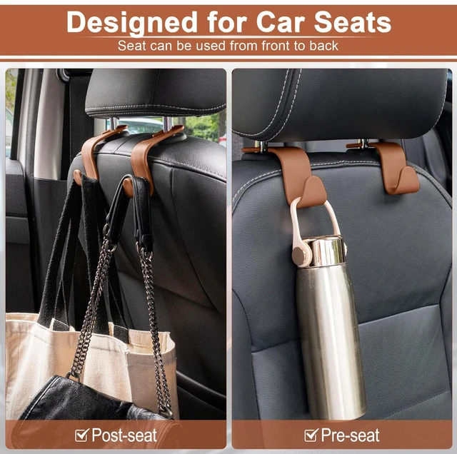 Alt view image 6 of 6 - Car Seat Headrest Hook, Auto Seat Hook Hangers Organizer Interior Accessories for Purse Coats Umbrellas Grocery Bags Handbag, 4-Pack - Blown