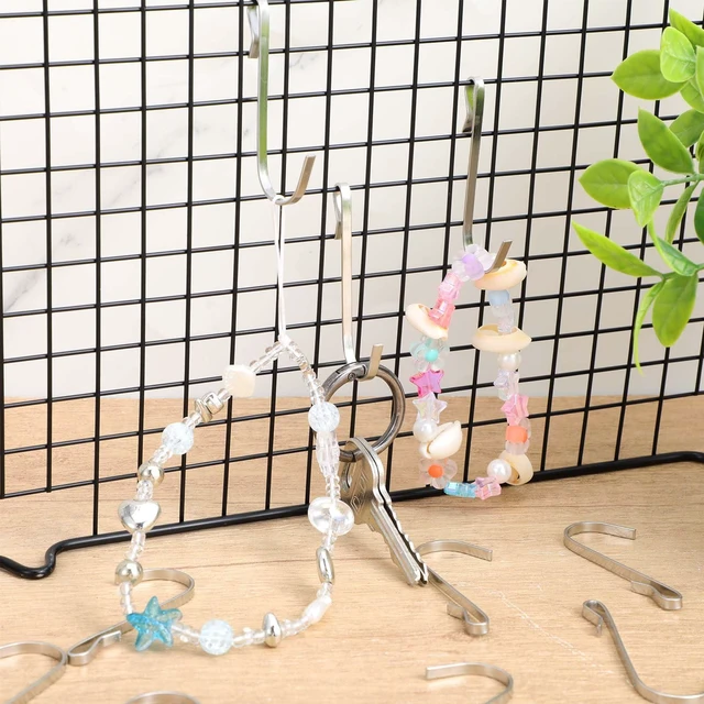 Alt view image 5 of 7 - 20 Pcs Shelf Hooks Grid Wall Hooks for Wire Shelving Accessories Stainless Steel J Hook for Hanging Sink Hanger for Kitchen Bedroom Office, Wire Hook Rack, Silver