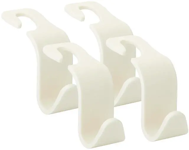 Main image of 4 Pack Car Headrest Hook Universal Car Seat Hook Auto Hook Car Back Seat Hangers Storage Organizer (White)