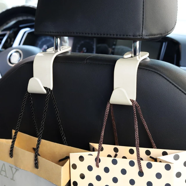 Alt view image 3 of 7 - 4 Pack Car Headrest Hook Universal Car Seat Hook Auto Hook Car Back Seat Hangers Storage Organizer (White)