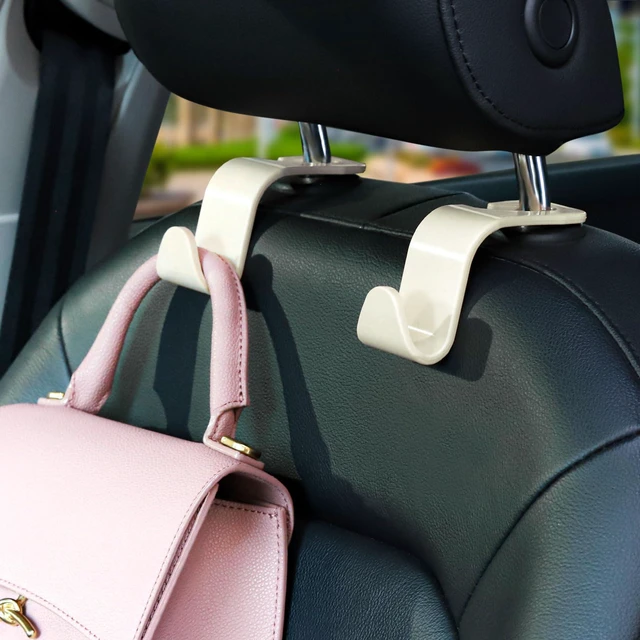 Alt view image 4 of 7 - 4 Pack Car Headrest Hook Universal Car Seat Hook Auto Hook Car Back Seat Hangers Storage Organizer (White)