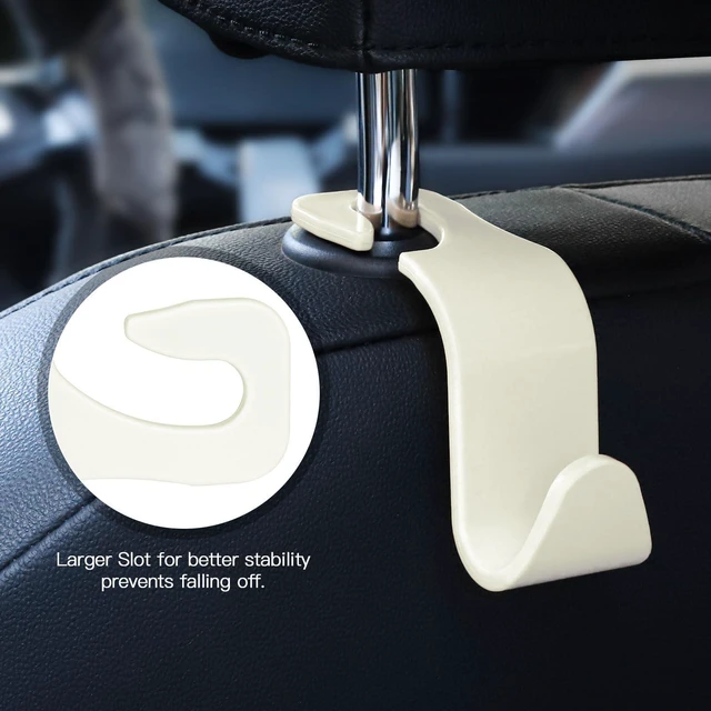 Alt view image 5 of 7 - 4 Pack Car Headrest Hook Universal Car Seat Hook Auto Hook Car Back Seat Hangers Storage Organizer (White)