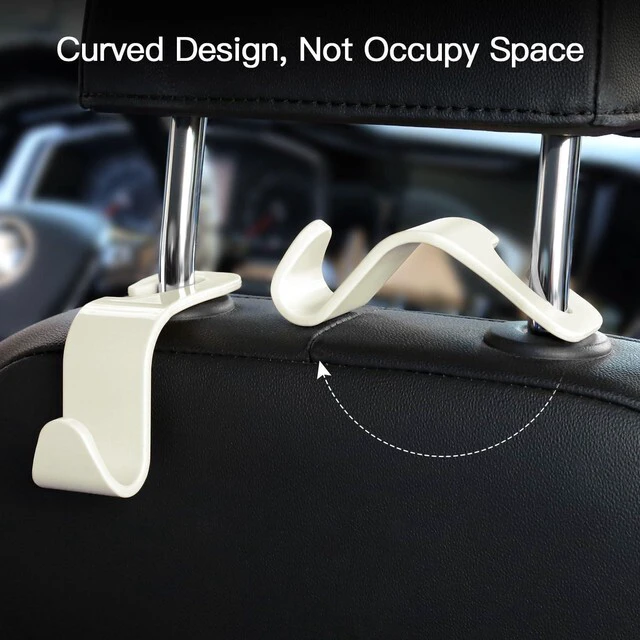 Alt view image 6 of 7 - 4 Pack Car Headrest Hook Universal Car Seat Hook Auto Hook Car Back Seat Hangers Storage Organizer (White)