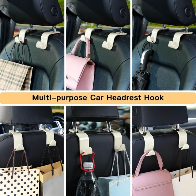 Alt view image 7 of 7 - 4 Pack Car Headrest Hook Universal Car Seat Hook Auto Hook Car Back Seat Hangers Storage Organizer (White)