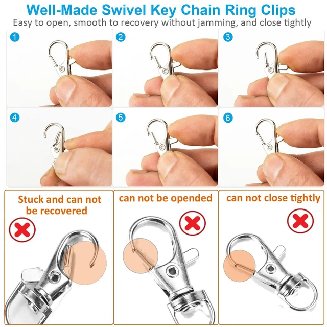Alt view image 5 of 7 - Keychain Key Chain Rings Clips Swivel Bulk, Swivel Lanyard Snap Hooks (Small X 4pcs, Medium X 4pcs, Large X 4pcs) + Key Rings X 12pcs, for Keychain Crafts Resin, Lanyard, Bag, Purse,Tag