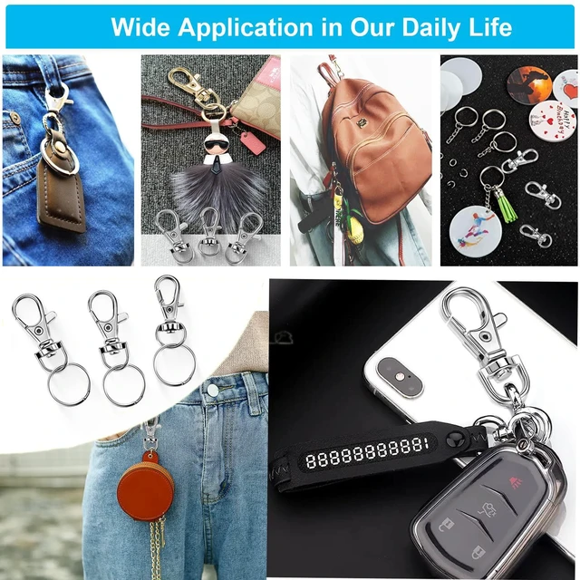 Alt view image 7 of 7 - Keychain Key Chain Rings Clips Swivel Bulk, Swivel Lanyard Snap Hooks (Small X 4pcs, Medium X 4pcs, Large X 4pcs) + Key Rings X 12pcs, for Keychain Crafts Resin, Lanyard, Bag, Purse,Tag