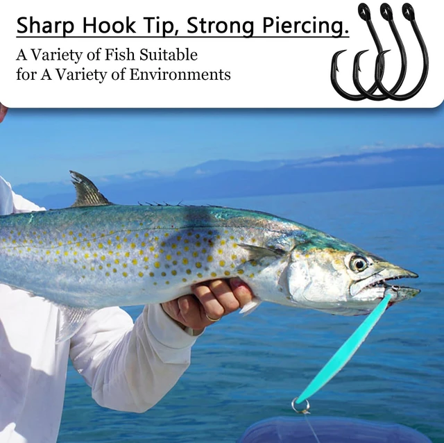Alt view image 4 of 6 - 10PCS High-Carbon Steel Circle Hooks Barbed Fishing Hooks with Holes, Freshwater and Saltwater Fishing Hooks for Tuna, Catfish, Bass (7/0)
