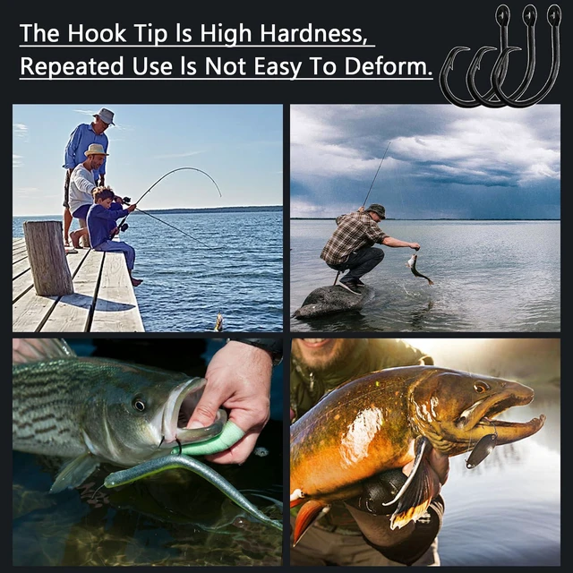 Alt view image 5 of 6 - 10PCS High-Carbon Steel Circle Hooks Barbed Fishing Hooks with Holes, Freshwater and Saltwater Fishing Hooks for Tuna, Catfish, Bass (7/0)