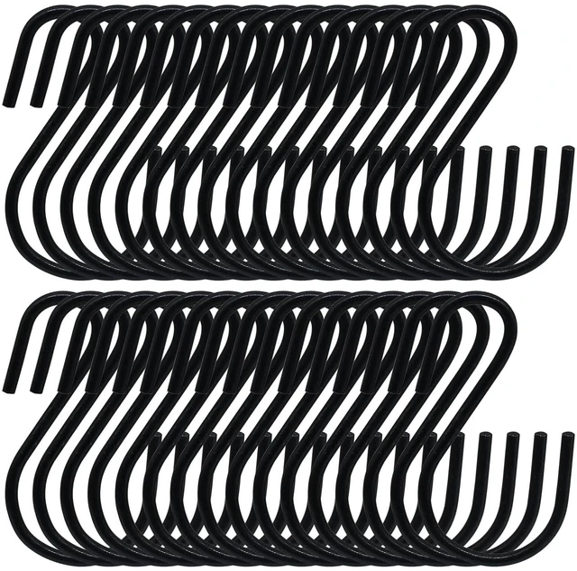 Main image of 120pcs 1" Mini Black S Hooks | Metal, for Hanging Plants, Clothes, and Kitchen Items