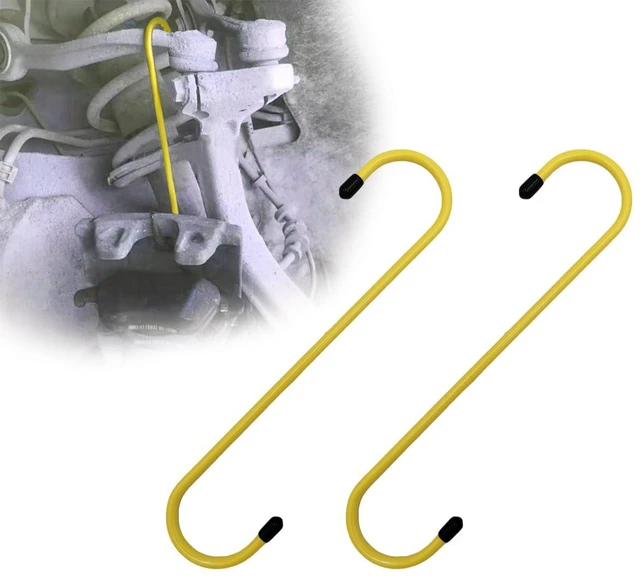 Main image of 2 PCS Car Brake Caliper Hangers, S Shape Auto Brake Caliper Hook with Rubber Tipped, Brake Caliper Tool for Work on Brake Pads, Axle, Braking, Universal Car Accessories (Yellow)