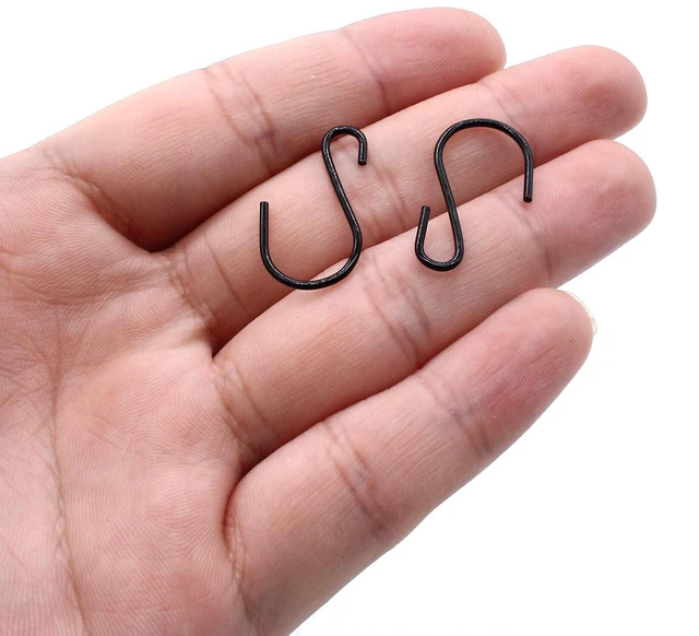 Alt view image 4 of 5 - 120pcs 1" Mini Black S Hooks | Metal, for Hanging Plants, Clothes, and Kitchen Items