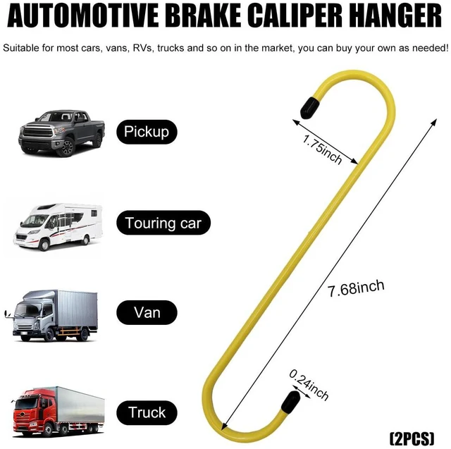 Alt view image 2 of 6 - 2 PCS Car Brake Caliper Hangers, S Shape Auto Brake Caliper Hook with Rubber Tipped, Brake Caliper Tool for Work on Brake Pads, Axle, Braking, Universal Car Accessories (Yellow)