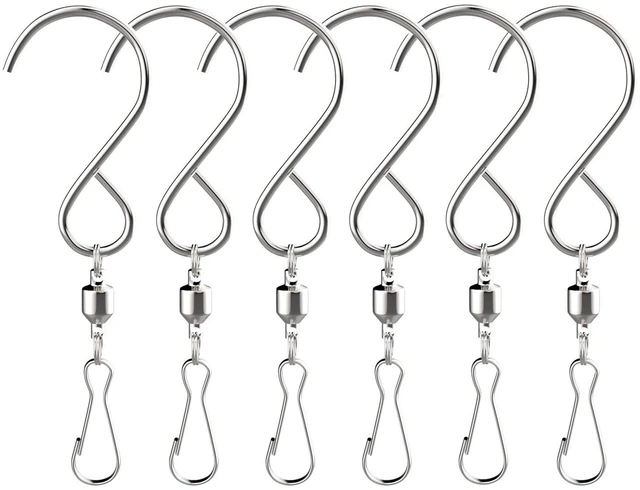 Main image of Swivel Hooks Clips for Hanging Wind Spinners Wind Chimes Hanging Plants Crystal Twisters Pots Birdcage Party Ornaments Hooks - Pack of 6