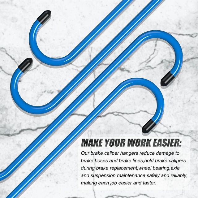 Alt view image 4 of 7 - 2 Pcs Brake Caliper Hangers Brake Caliper Hooks with Rubber Tips Automotive Tool for Braking, Bearing, Axle and Suspension Work (2pcs Blue)