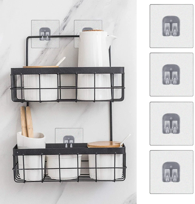Alt view image 5 of 7 - Corner Shower Caddy Adhesive Sticker Hooks for Shower Caddy 4 Pcs | Basket Bathroom Shelf Compatible with KINCMAXSMARTAKE, JOMARTO, Flowmist, Nieifi, HapiRm, Odesign, Lovelers