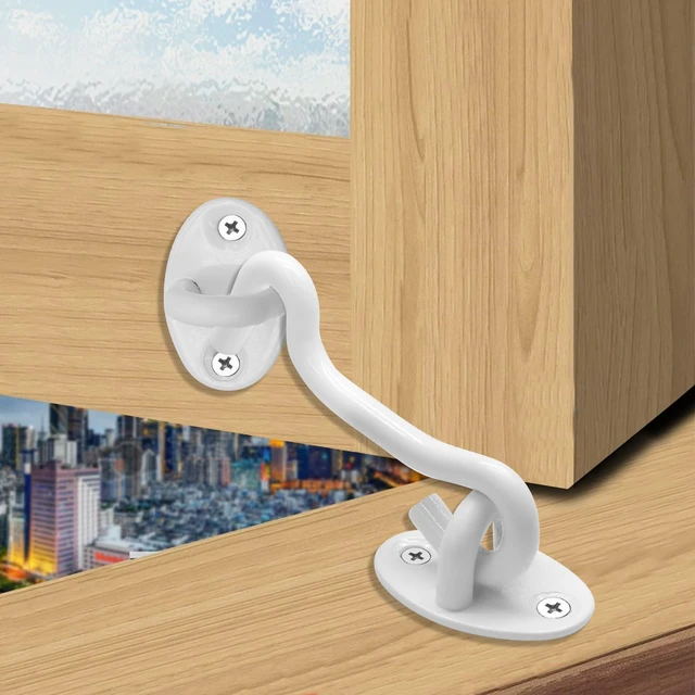 Alt view image 4 of 7 - 3 Inch Hook and Eye Latch, White, 1 Pack | Stainless Steel Barn Door Latch, Rust Resistant Powder Coating, Easy to Install, for Barn Door Fence Window Closet