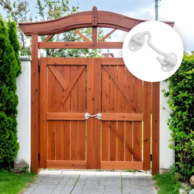 Alt view image 6 of 7 - 3 Inch Hook and Eye Latch, White, 1 Pack | Stainless Steel Barn Door Latch, Rust Resistant Powder Coating, Easy to Install, for Barn Door Fence Window Closet