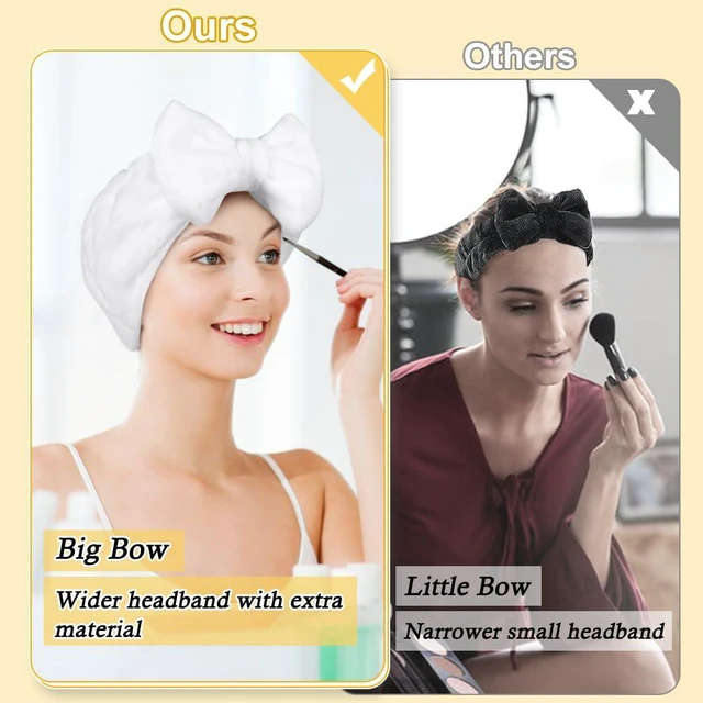 Alt view image 2 of 7 - Skincare Headband, Soft Makeup Headwear with Bow for Washing Face | Girls Skincare Headband, Wide Elastic Fit, Stretches to 12.5 in, Washable, Keeps Hair Back for Facial Masks, Washing Face