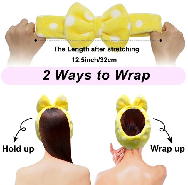 Alt view image 3 of 7 - t Super Soft Polka Dots Wash Cosmetic Headband Hairlace (yellow polka dots)