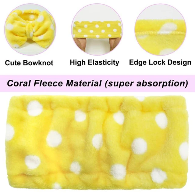Alt view image 4 of 7 - t Super Soft Polka Dots Wash Cosmetic Headband Hairlace (yellow polka dots)