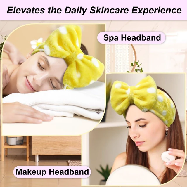 Alt view image 5 of 7 - t Super Soft Polka Dots Wash Cosmetic Headband Hairlace (yellow polka dots)