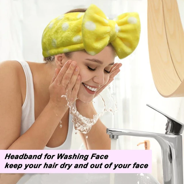 Alt view image 6 of 7 - t Super Soft Polka Dots Wash Cosmetic Headband Hairlace (yellow polka dots)